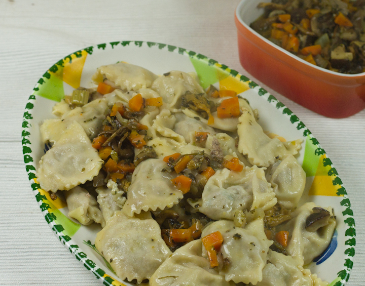 Boerenravioli met paddestoelen