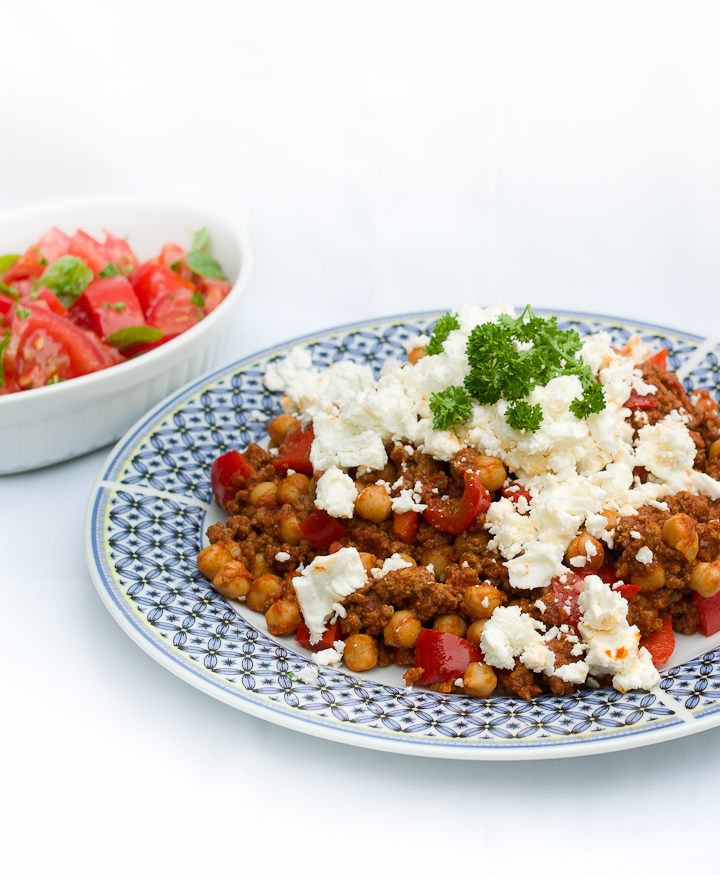 Kikkererwten met gehakt en tomatensalsa