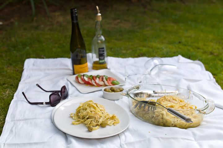 Pasta met olijven en kaas