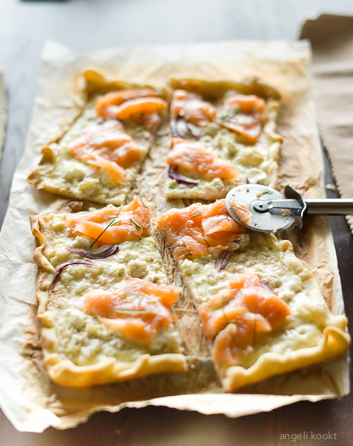 Flammkuchen met zalm