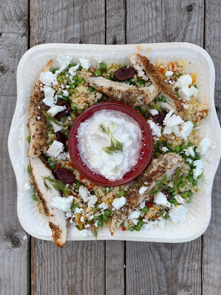 Griekse kip met couscous en tzatziki