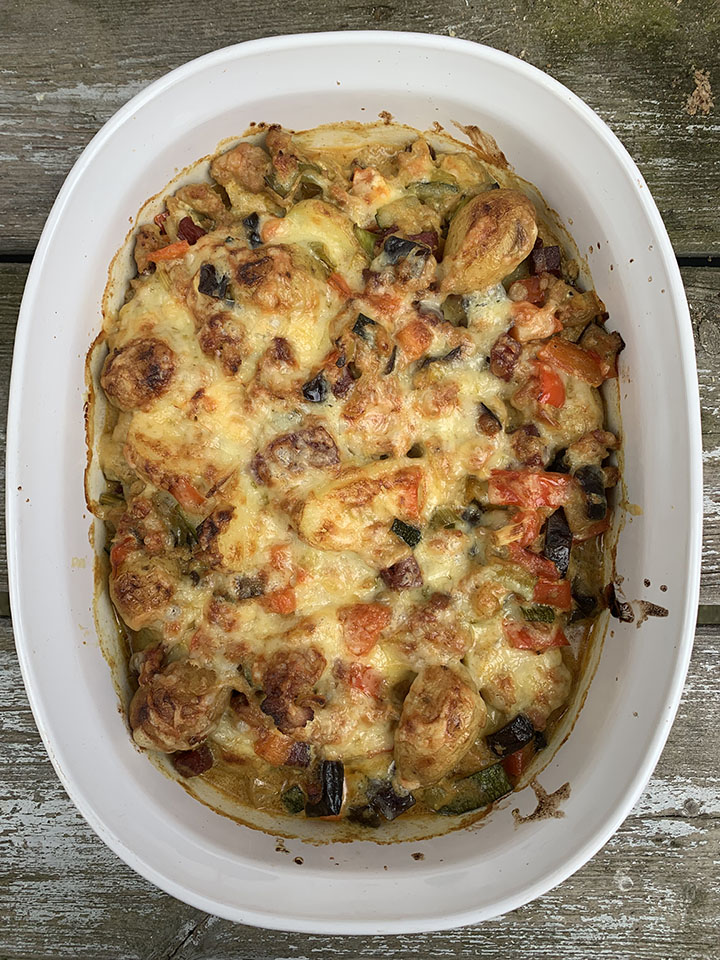 Krieltjes met groenten uit de oven