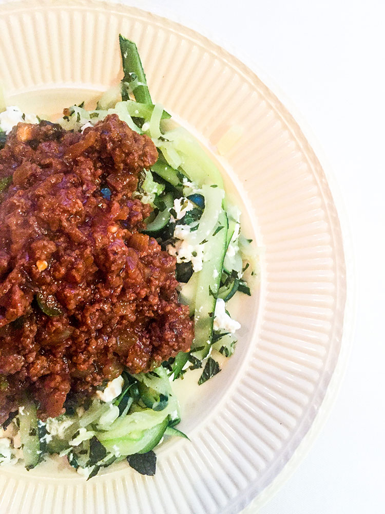 Koolhydraatarme courgetti Bolognese